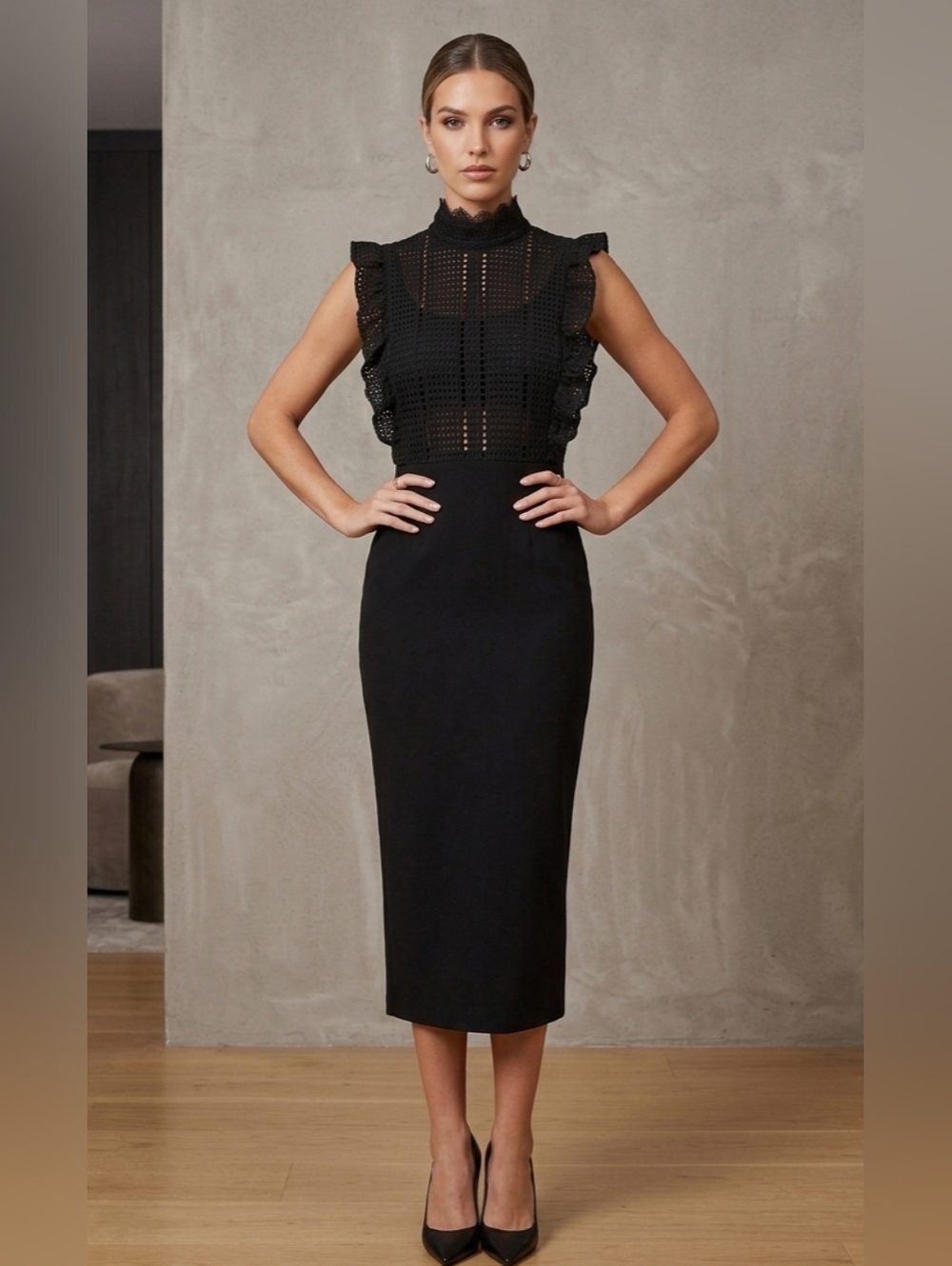 Lost Ink Womens Size US 4 Small Black Formal Dressy Classic Chic Long Dress